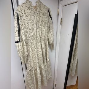 Beautiful Off White Polka For Elegant Midi Dress